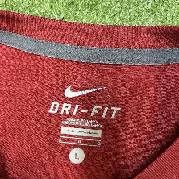 Nike Dri-Fit Men's Red Oklahoma Long Sleeve Activewear Logo Shirt Size Large - Picture 6 of 6